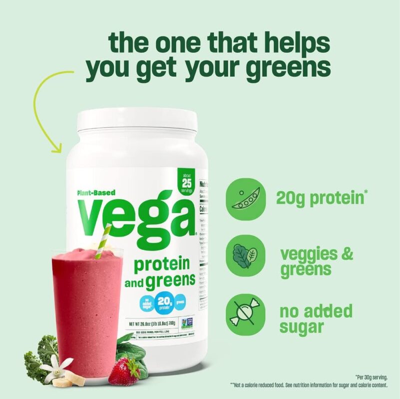 Vega Protein and Greens Protein Powder, Pea Protein for Women and Men